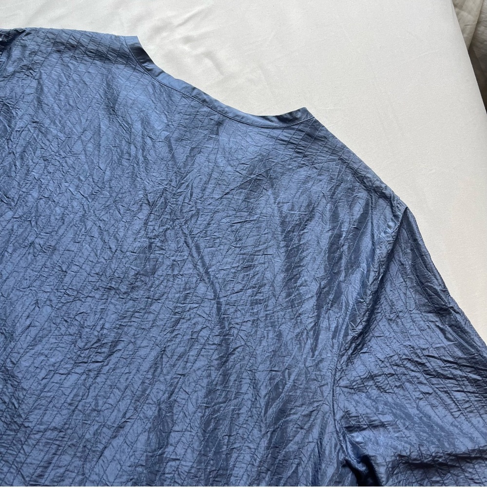 EILEEN FISHER blue‎ silk pleated pintuck button up boxy lagenlook tunic shirt - Picture 5 of 8